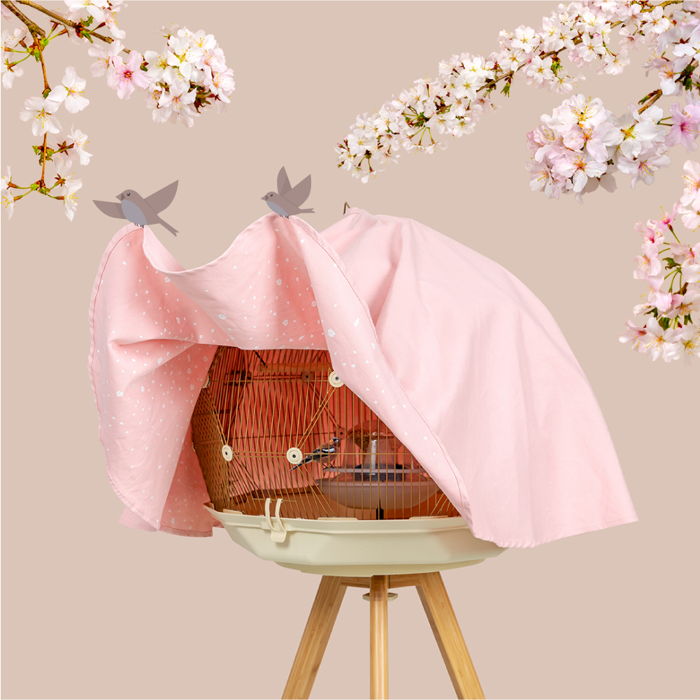 Geo Bird Cage Night Cover - Blossom Pink