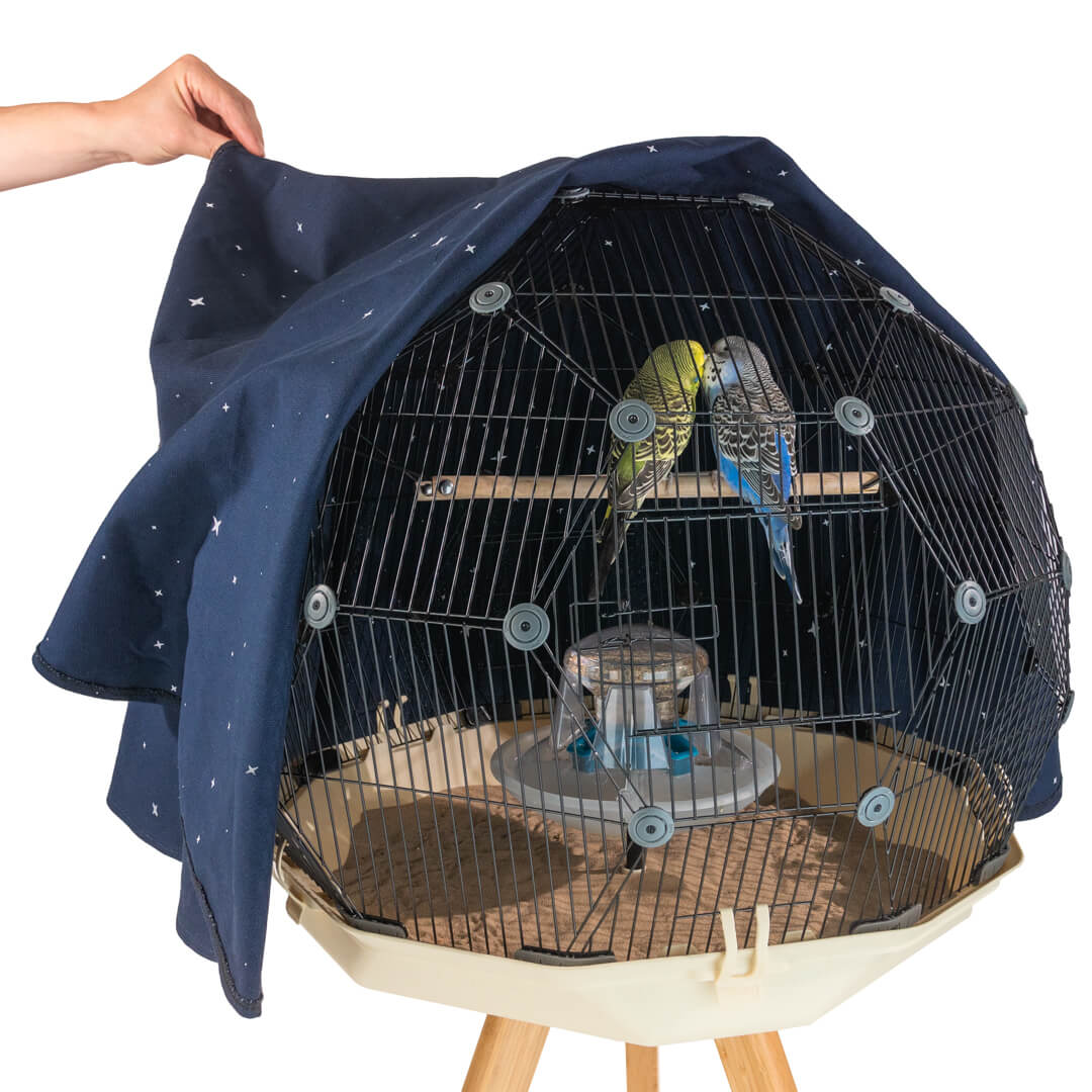 Geo Bird Cage Night Cover - Midnight Blue